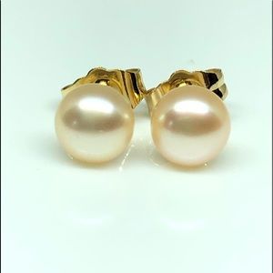 925 6mm Peach Freshwater Pearl Earrings